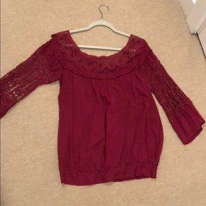 Maroon wide neck top